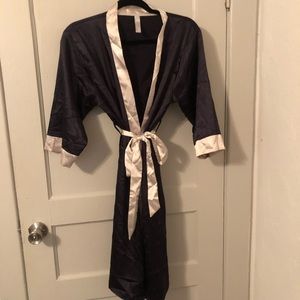 black and cream silk robe
